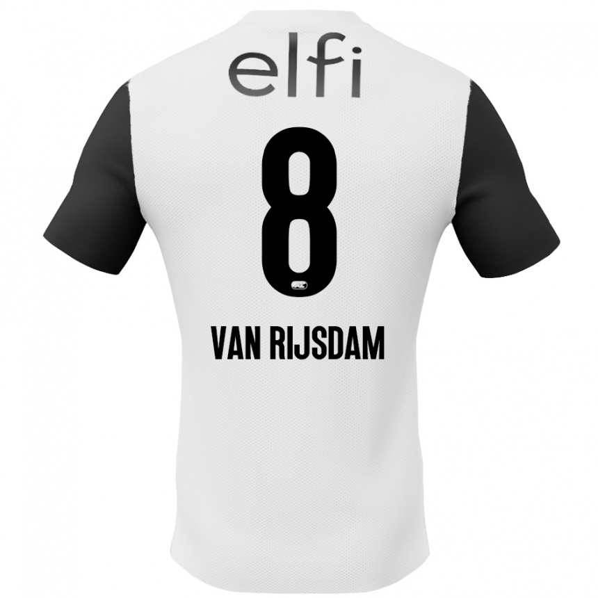 Niño Fútbol Camiseta Julian Van Rijsdam #8 Blanco Negro 2ª Equipación 2024/25