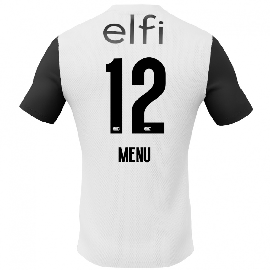 Niño Fútbol Camiseta Mathijs Menu #12 Blanco Negro 2ª Equipación 2024/25