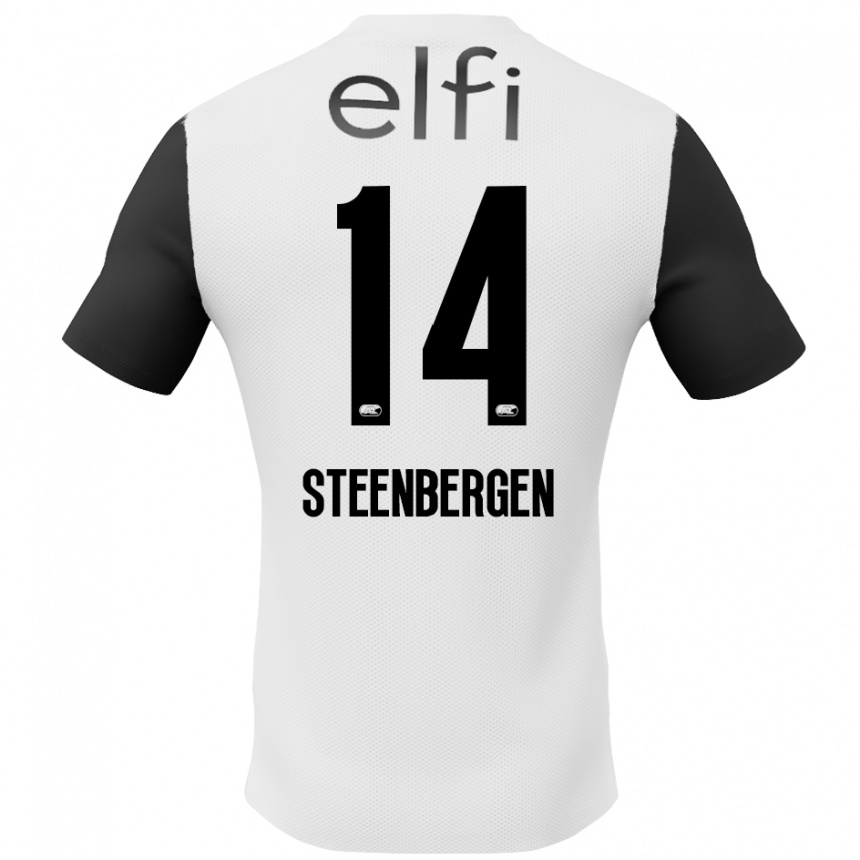 Niño Fútbol Camiseta Thom Steenbergen #14 Blanco Negro 2ª Equipación 2024/25