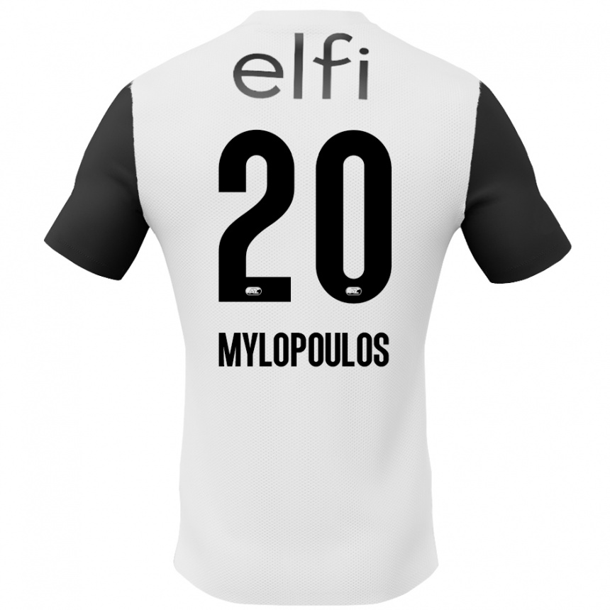 Niño Fútbol Camiseta Marios Mylopoulos #20 Blanco Negro 2ª Equipación 2024/25