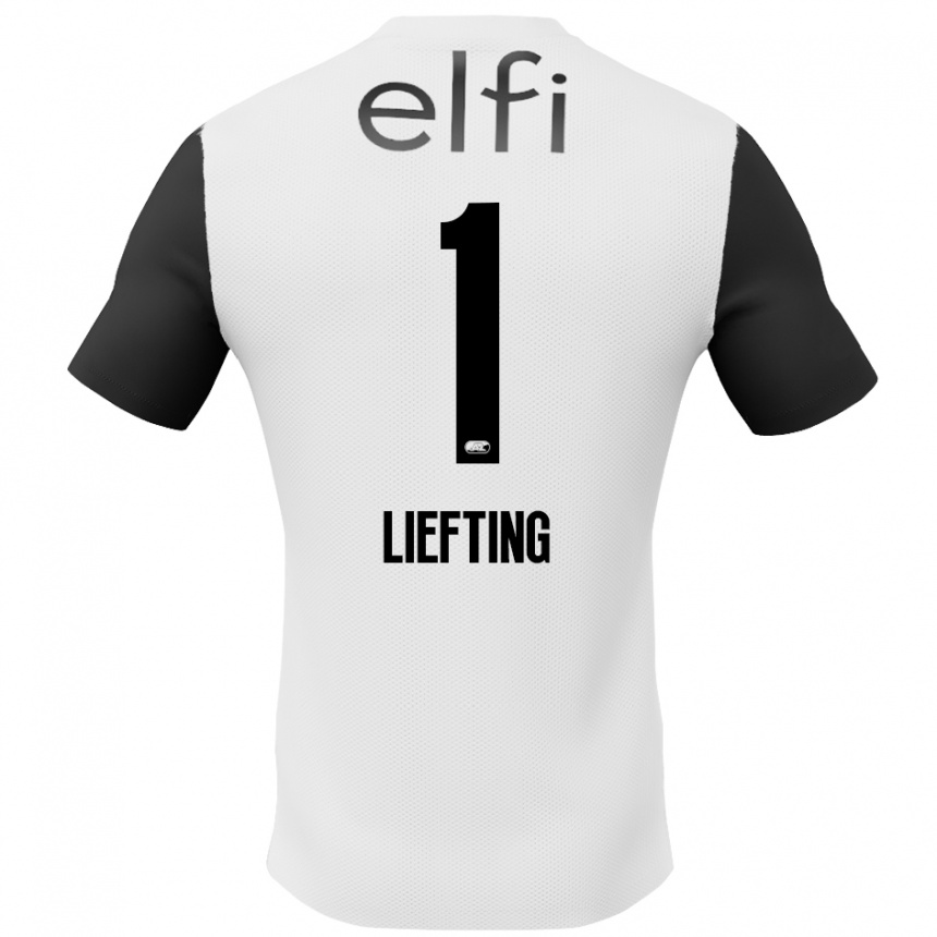 Niño Fútbol Camiseta Femke Liefting #1 Blanco Negro 2ª Equipación 2024/25