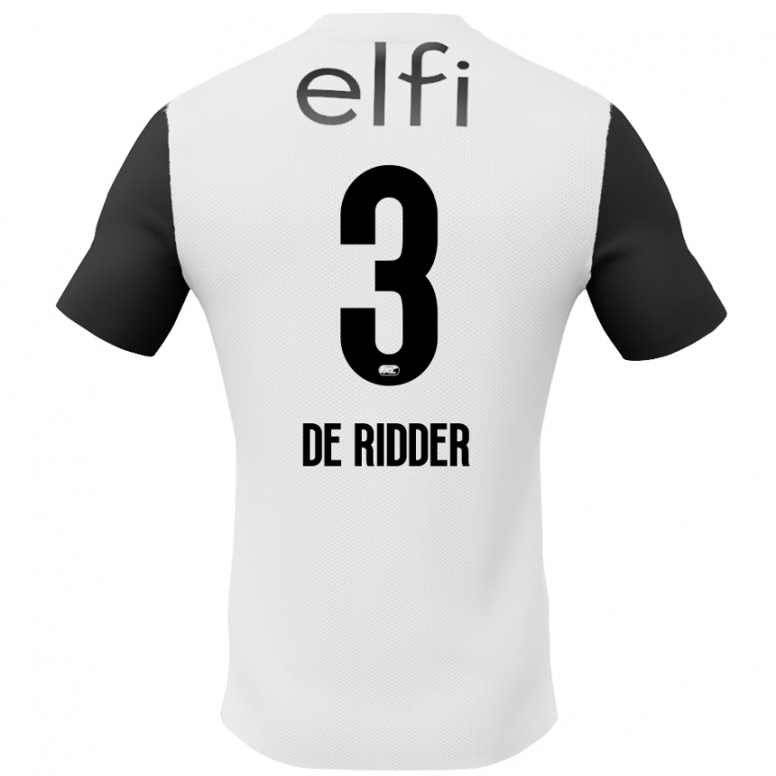 Niño Fútbol Camiseta Djoeke De Ridder #3 Blanco Negro 2ª Equipación 2024/25