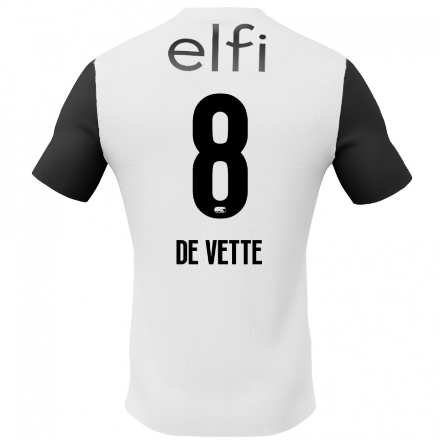 Niño Fútbol Camiseta Manique De Vette #8 Blanco Negro 2ª Equipación 2024/25