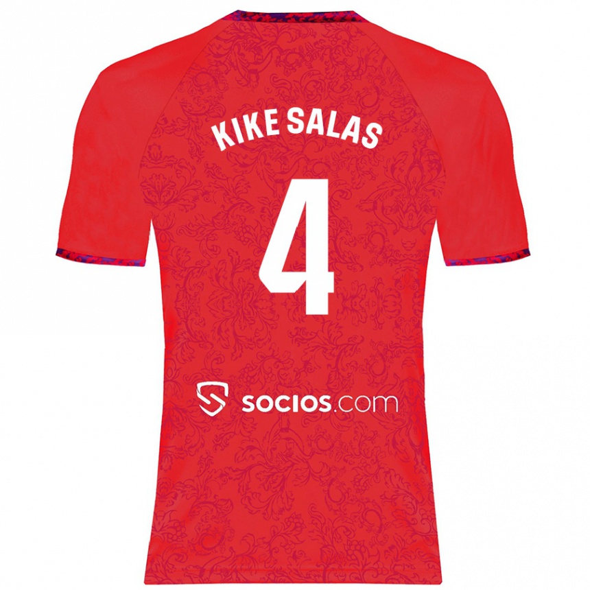 Niño Fútbol Camiseta Kike Salas #4 Rojo 2ª Equipación 2024/25