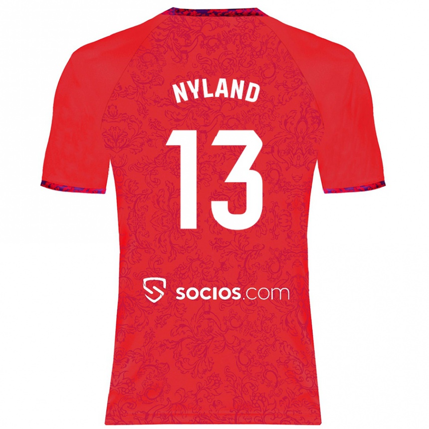 Niño Fútbol Camiseta Ørjan Nyland #13 Rojo 2ª Equipación 2024/25