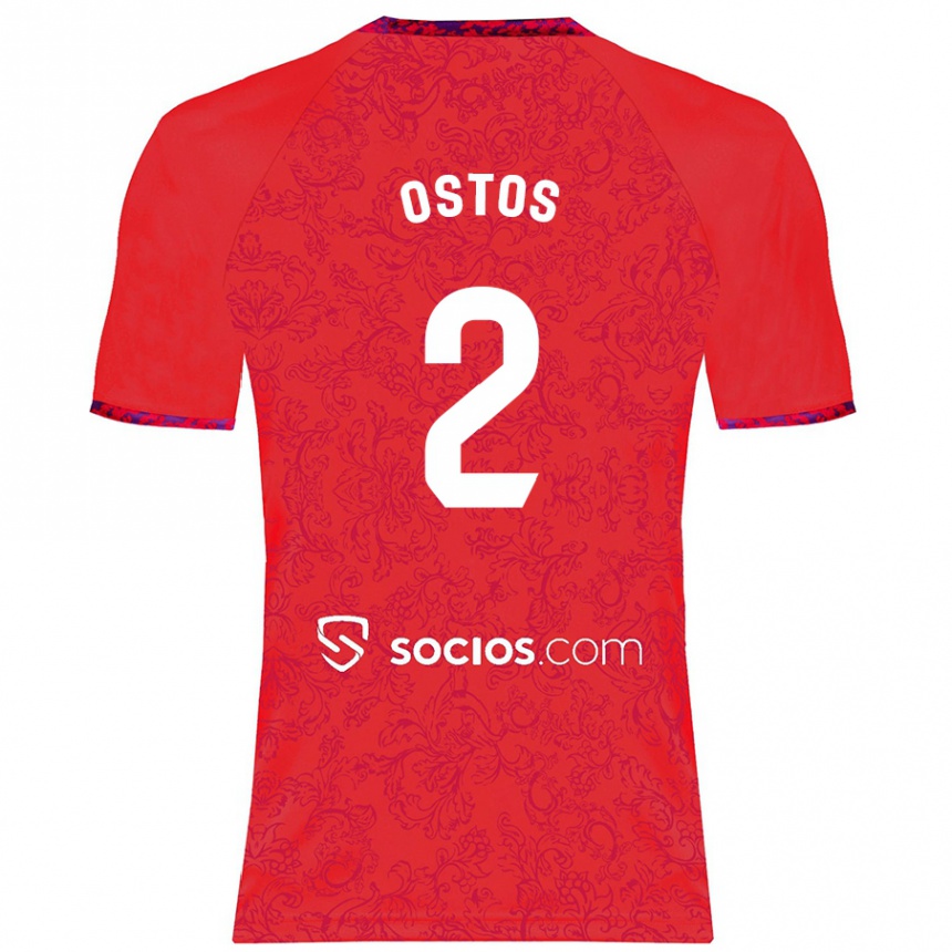 Niño Fútbol Camiseta Fran Ostos #2 Rojo 2ª Equipación 2024/25