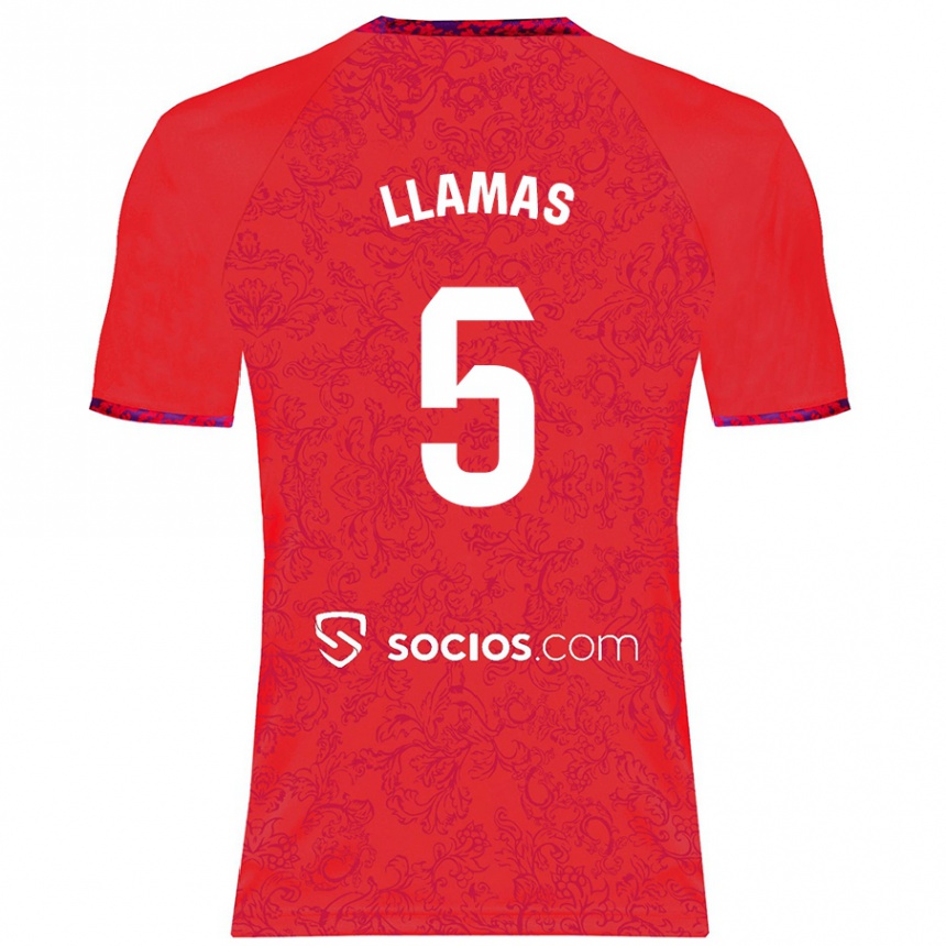 Niño Fútbol Camiseta Eva Llamas Hernández #5 Rojo 2ª Equipación 2024/25