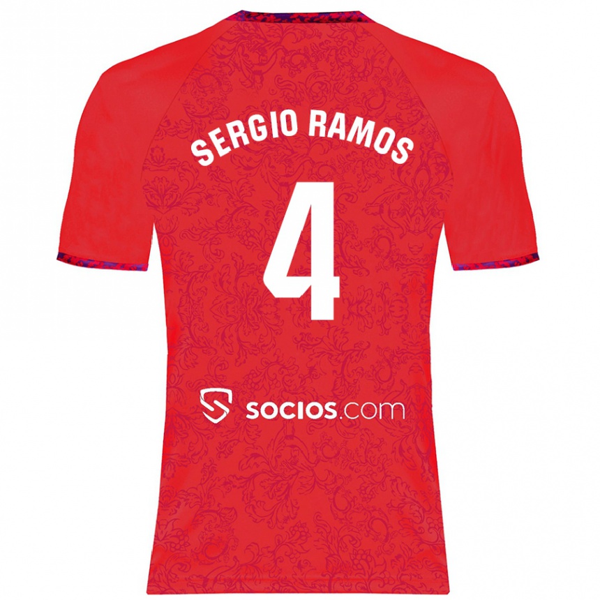 Niño Fútbol Camiseta Sergio Ramos #4 Rojo 2ª Equipación 2024/25