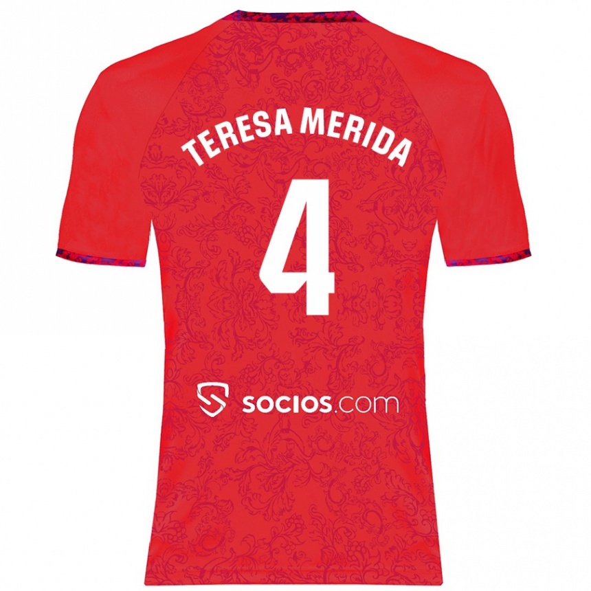 Niño Fútbol Camiseta Teresa Merida #4 Rojo 2ª Equipación 2024/25