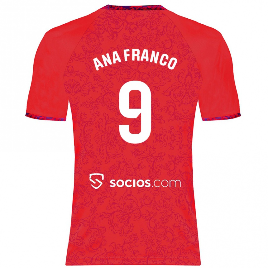 Niño Fútbol Camiseta Ana Franco De La Vega #9 Rojo 2ª Equipación 2024/25