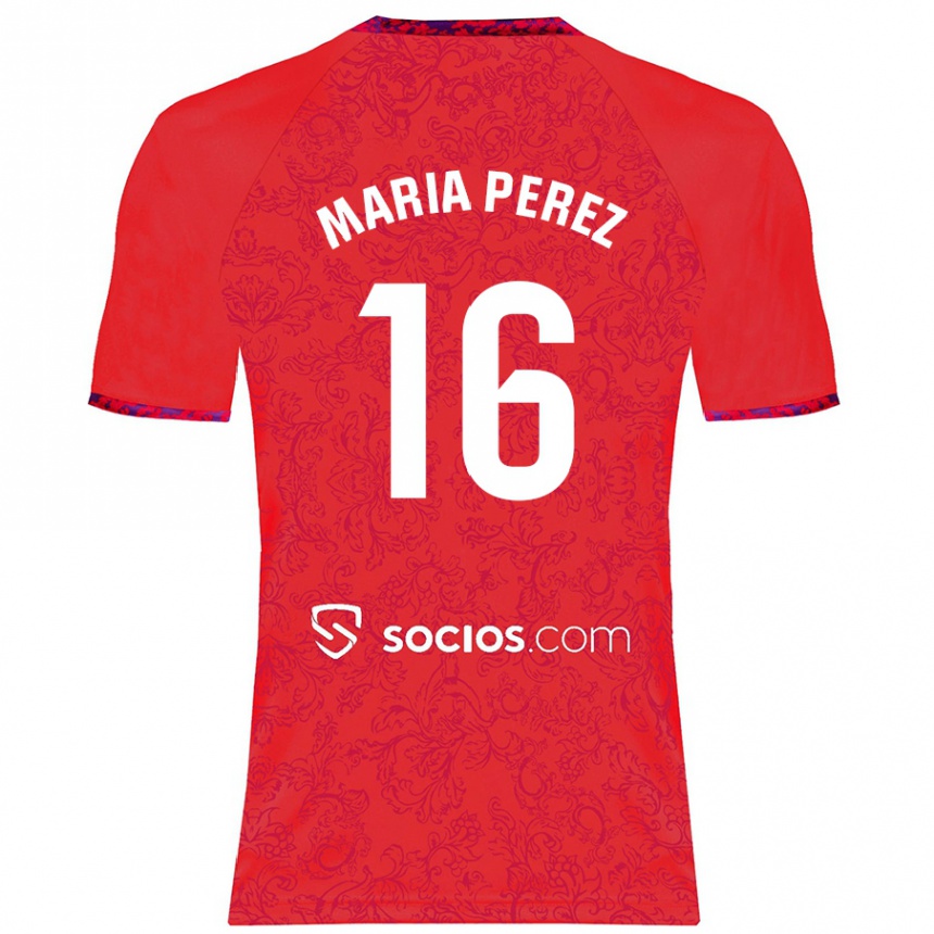 Niño Fútbol Camiseta María Pérez Rabaza #16 Rojo 2ª Equipación 2024/25