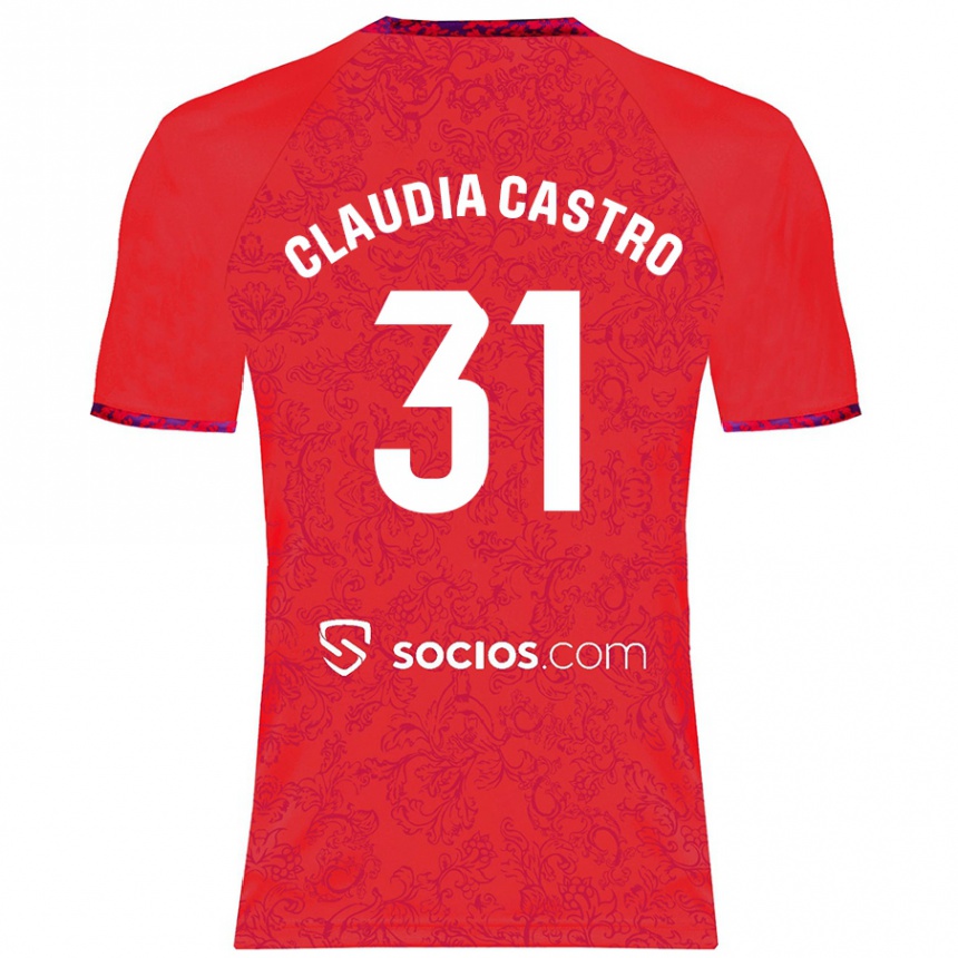 Niño Fútbol Camiseta Claudia Castro Romero #31 Rojo 2ª Equipación 2024/25