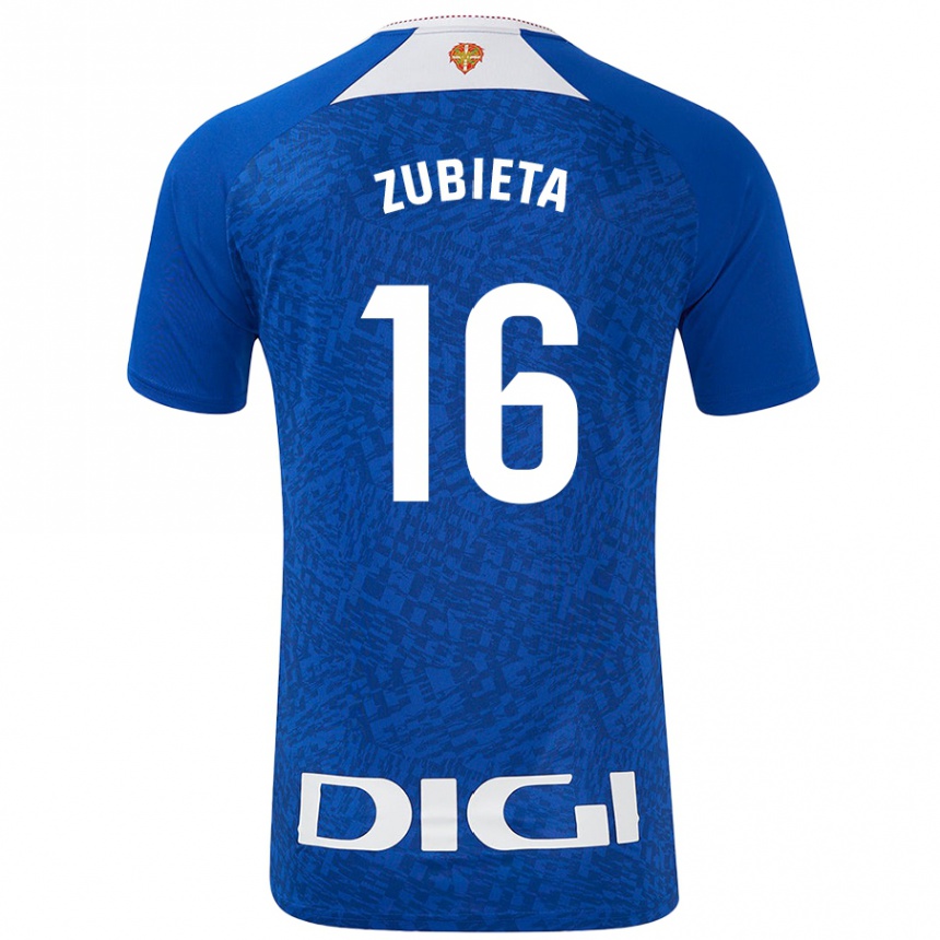 Niño Fútbol Camiseta Maite Zubieta Arambarri #16 Azul Real 2ª Equipación 2024/25