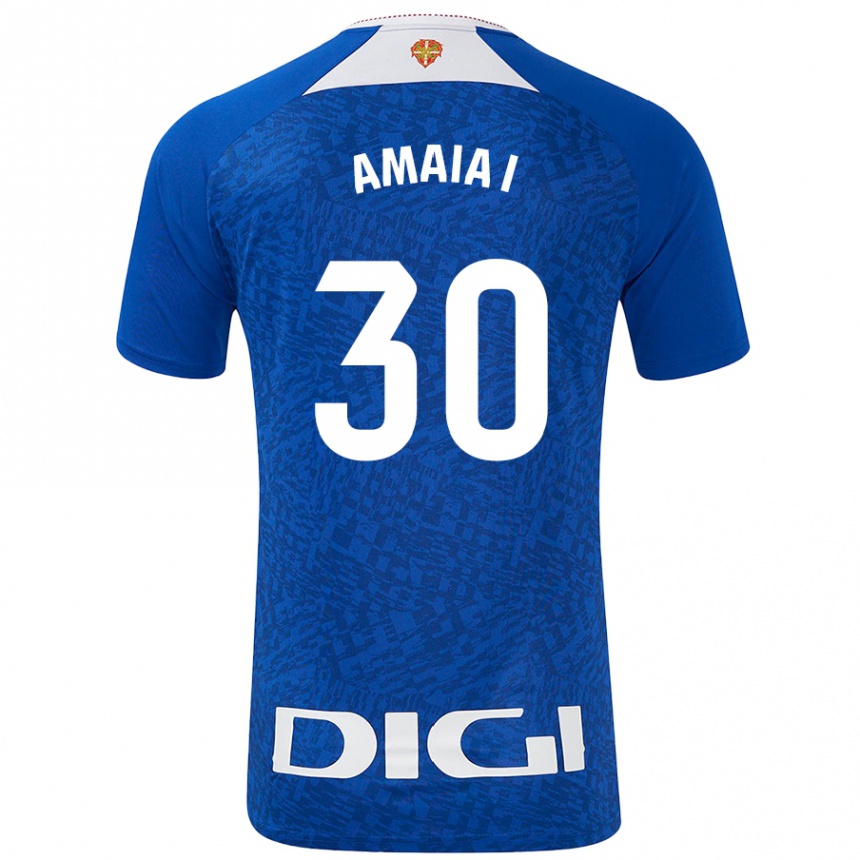 Niño Fútbol Camiseta Amaia Iribarren Arteta #30 Azul Real 2ª Equipación 2024/25