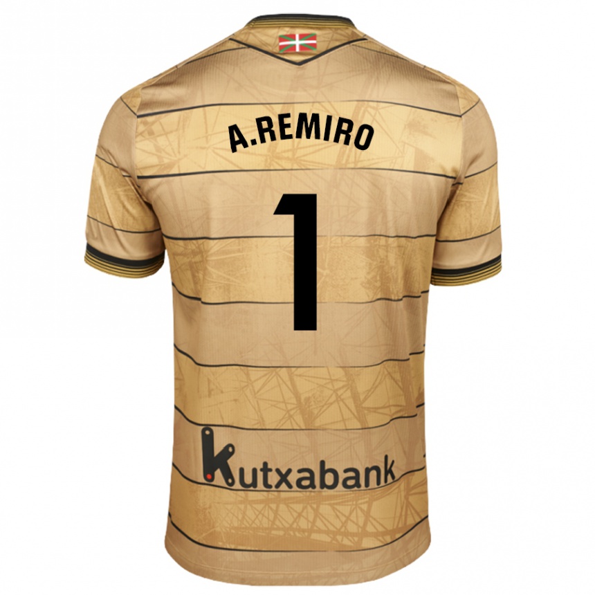 Niño Fútbol Camiseta Álex Remiro #1 Marrón 2ª Equipación 2024/25