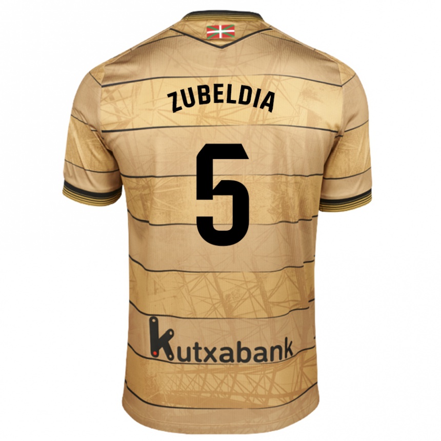 Niño Fútbol Camiseta Igor Zubeldia #5 Marrón 2ª Equipación 2024/25