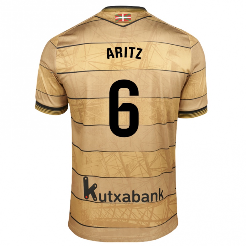 Niño Fútbol Camiseta Aritz Elustondo #6 Marrón 2ª Equipación 2024/25