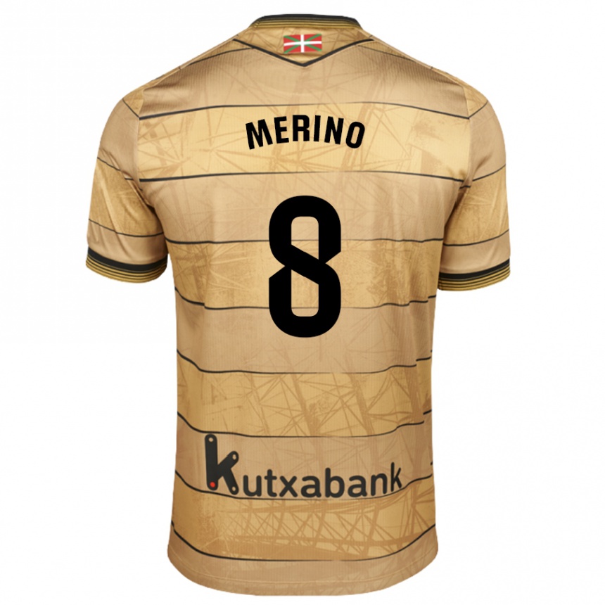 Niño Fútbol Camiseta Mikel Merino #8 Marrón 2ª Equipación 2024/25