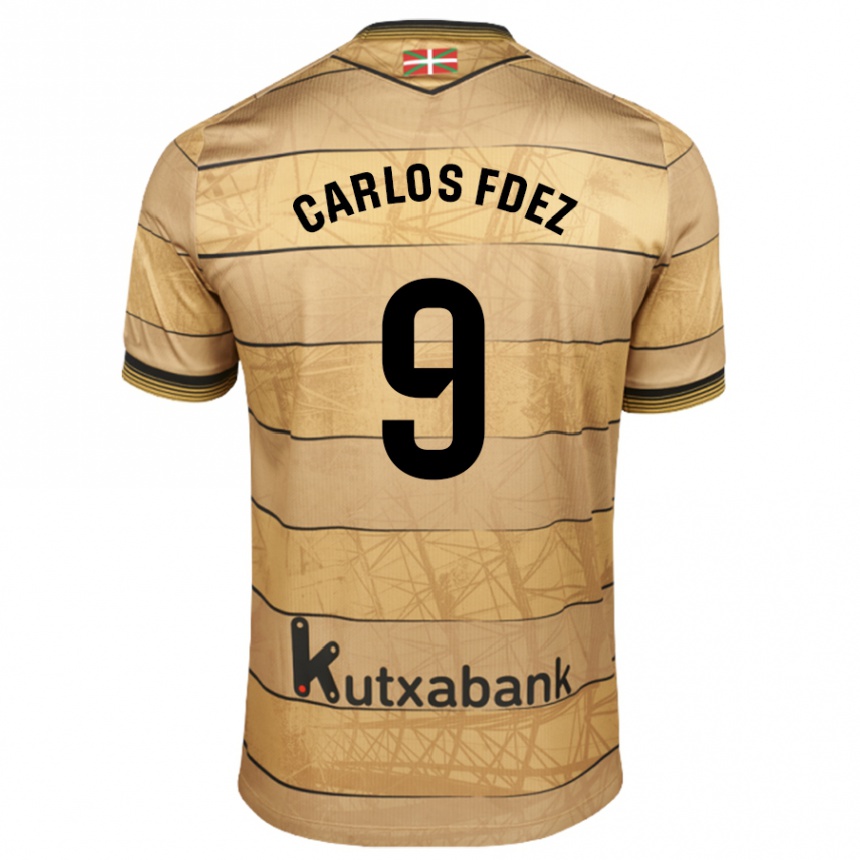 Niño Fútbol Camiseta Carlos Fernández #9 Marrón 2ª Equipación 2024/25