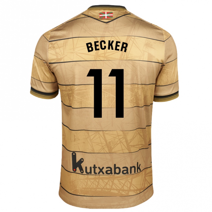 Niño Fútbol Camiseta Sheraldo Becker #11 Marrón 2ª Equipación 2024/25