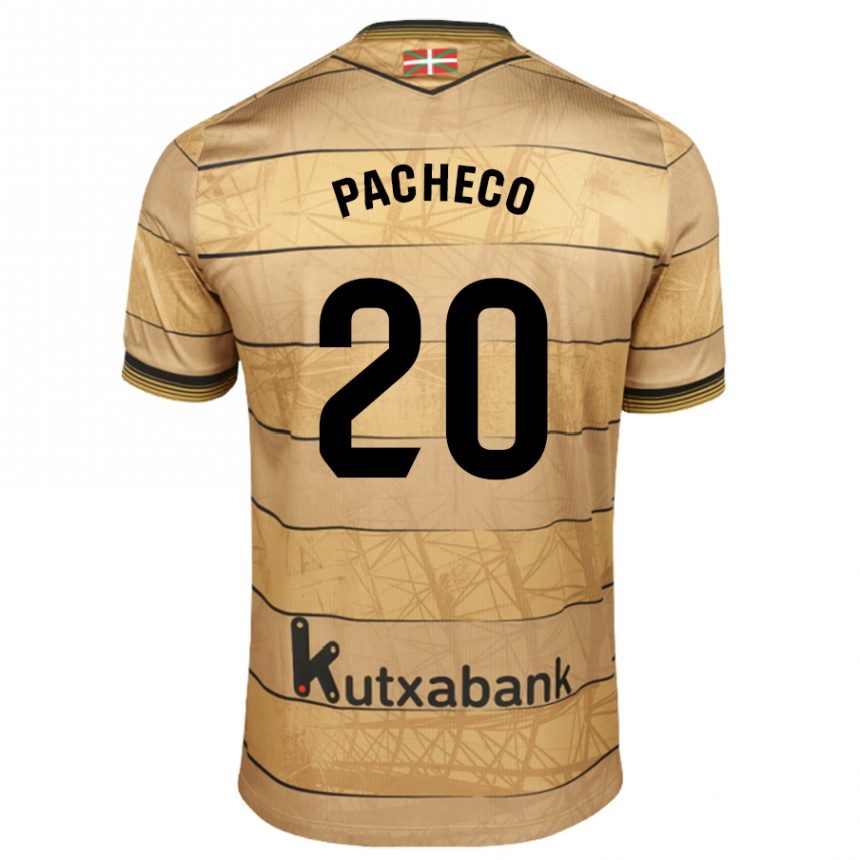 Niño Fútbol Camiseta Jon Pacheco #20 Marrón 2ª Equipación 2024/25