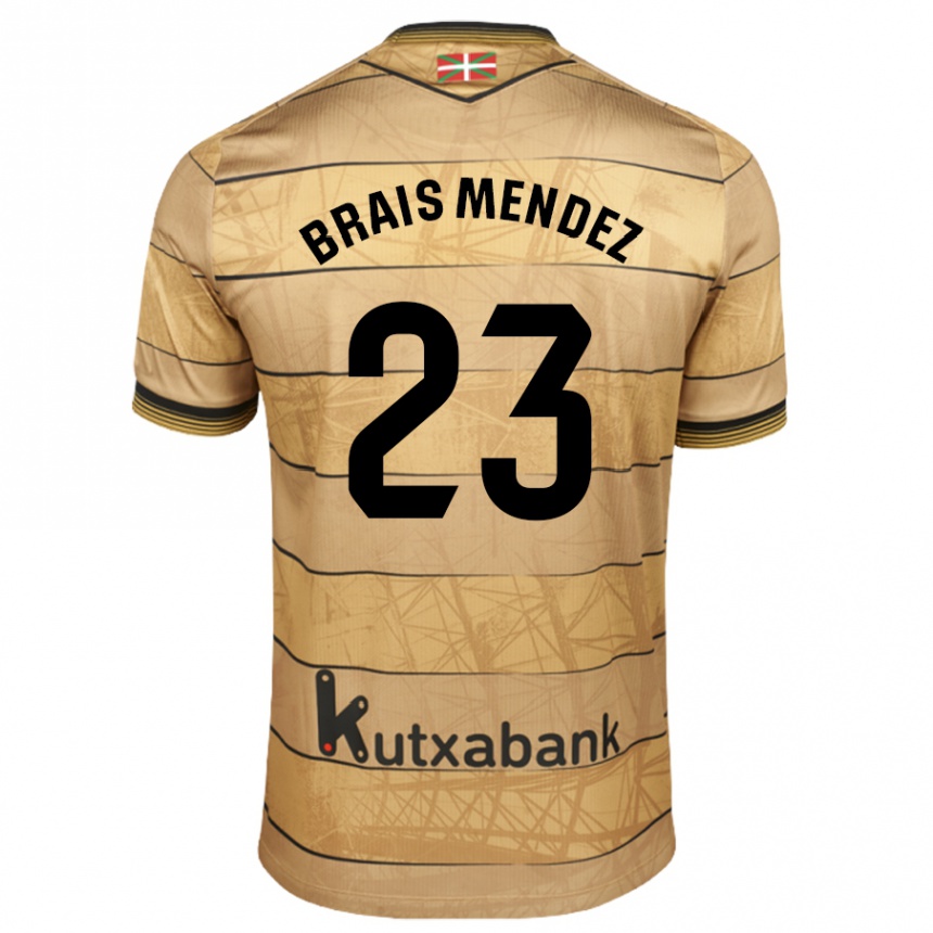 Niño Fútbol Camiseta Brais Méndez #23 Marrón 2ª Equipación 2024/25