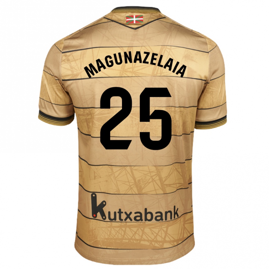 Niño Fútbol Camiseta Jon Magunazelaia #25 Marrón 2ª Equipación 2024/25