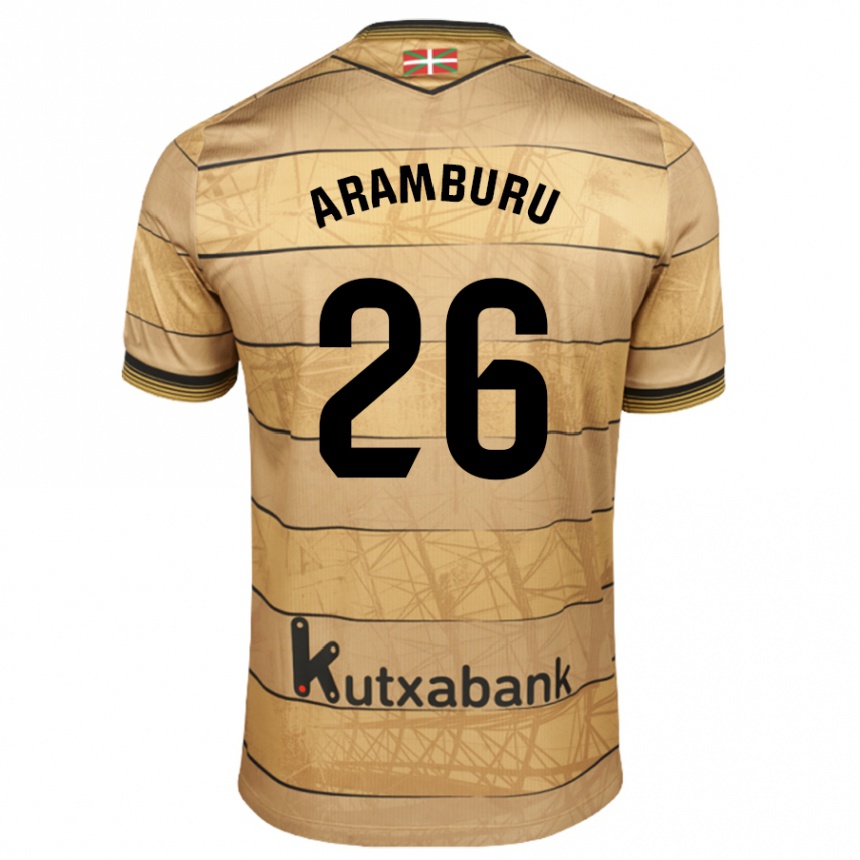 Niño Fútbol Camiseta Jon Aramburu #26 Marrón 2ª Equipación 2024/25