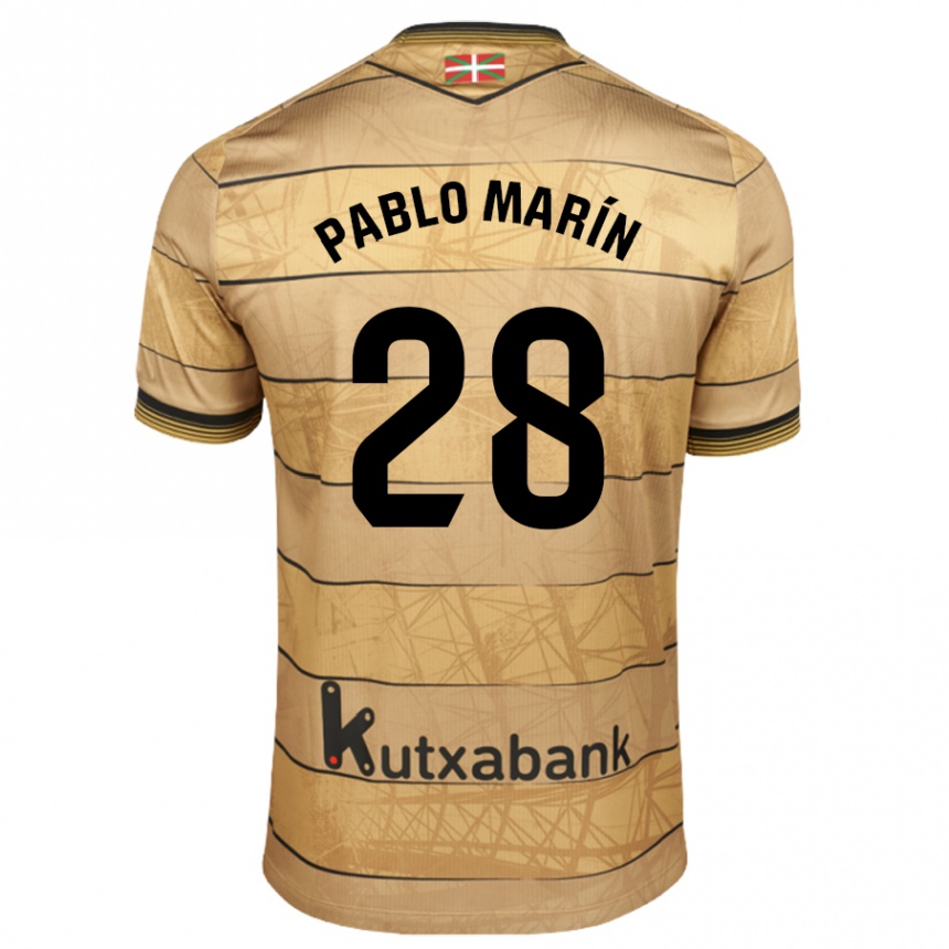 Niño Fútbol Camiseta Pablo Marín #28 Marrón 2ª Equipación 2024/25