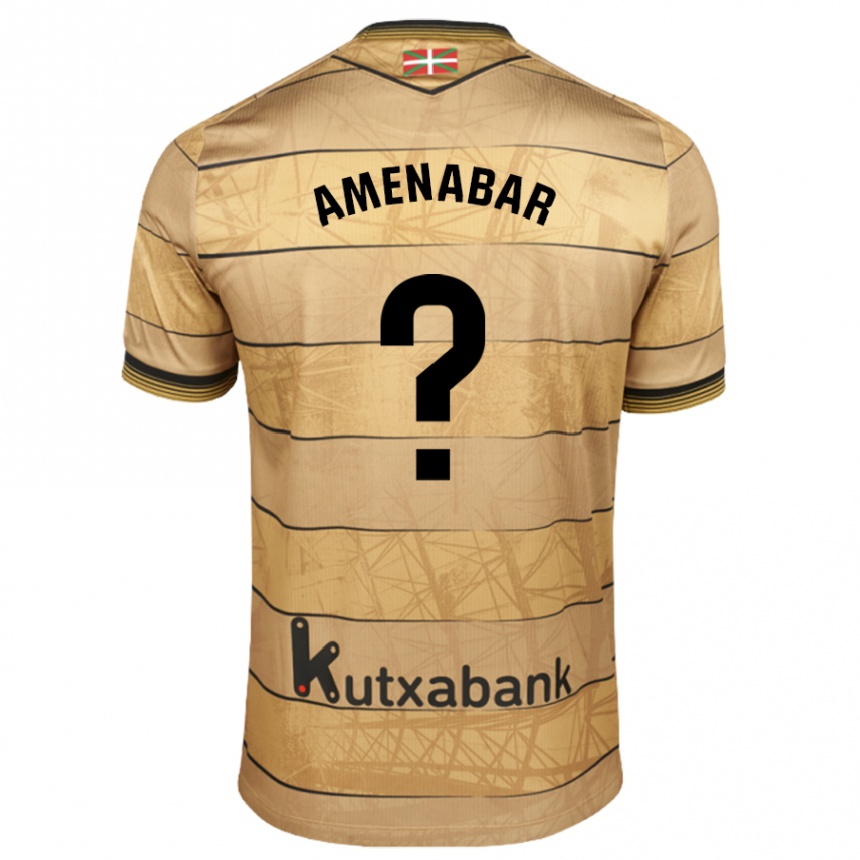 Niño Fútbol Camiseta Aritz Amenabar #0 Marrón 2ª Equipación 2024/25