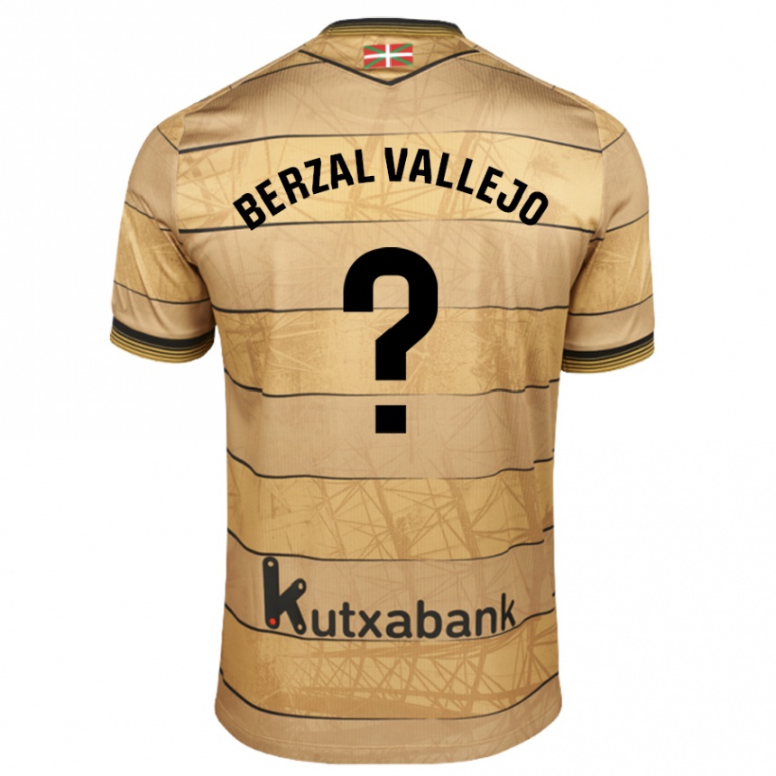 Niño Fútbol Camiseta Asier Berzal Vallejo #0 Marrón 2ª Equipación 2024/25