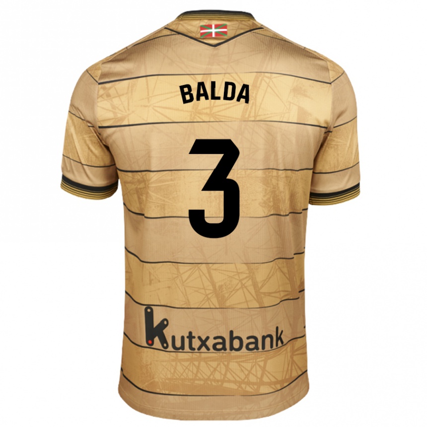 Niño Fútbol Camiseta Jon Balda #3 Marrón 2ª Equipación 2024/25