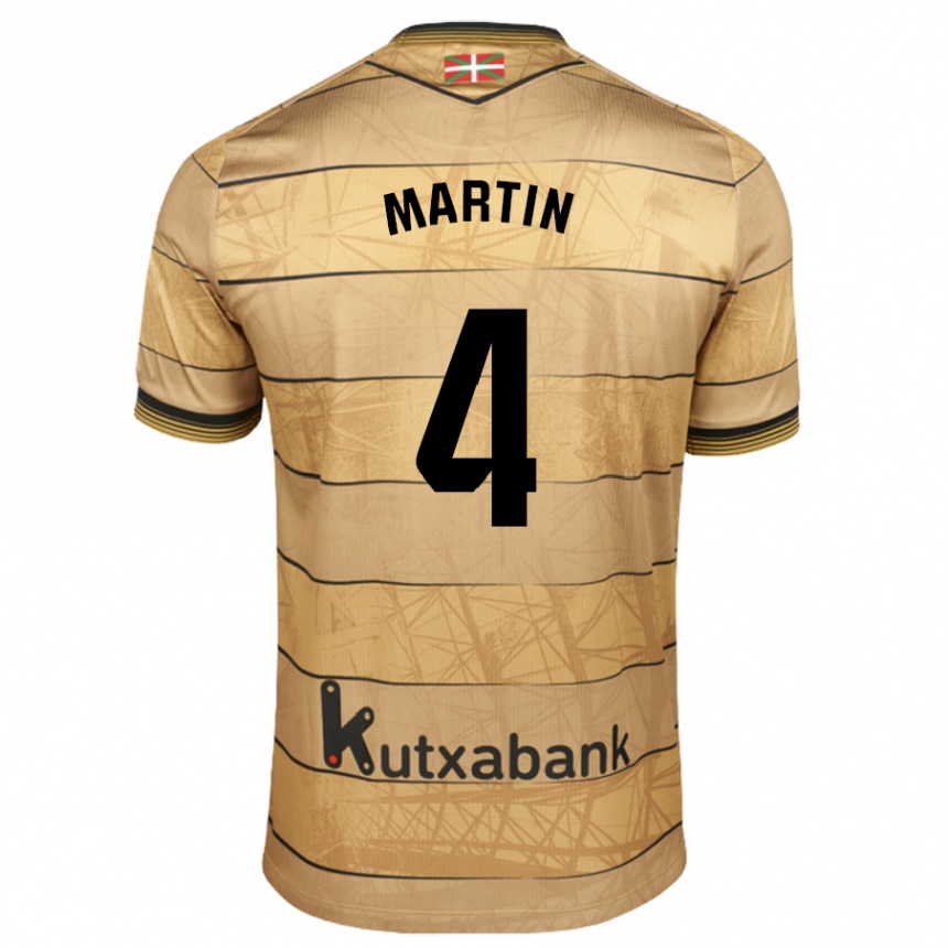 Niño Fútbol Camiseta Jon Martín #4 Marrón 2ª Equipación 2024/25