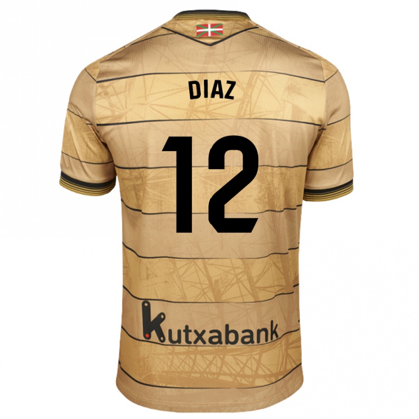 Niño Fútbol Camiseta Ekain Díaz #12 Marrón 2ª Equipación 2024/25