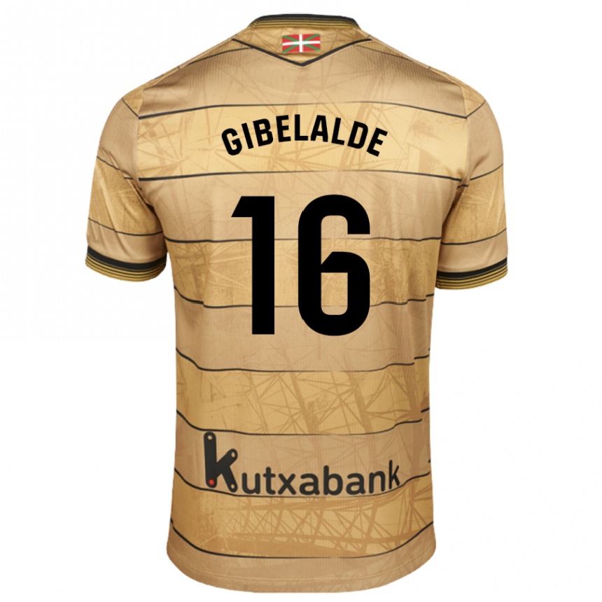 Niño Fútbol Camiseta Manex Gibelalde #16 Marrón 2ª Equipación 2024/25