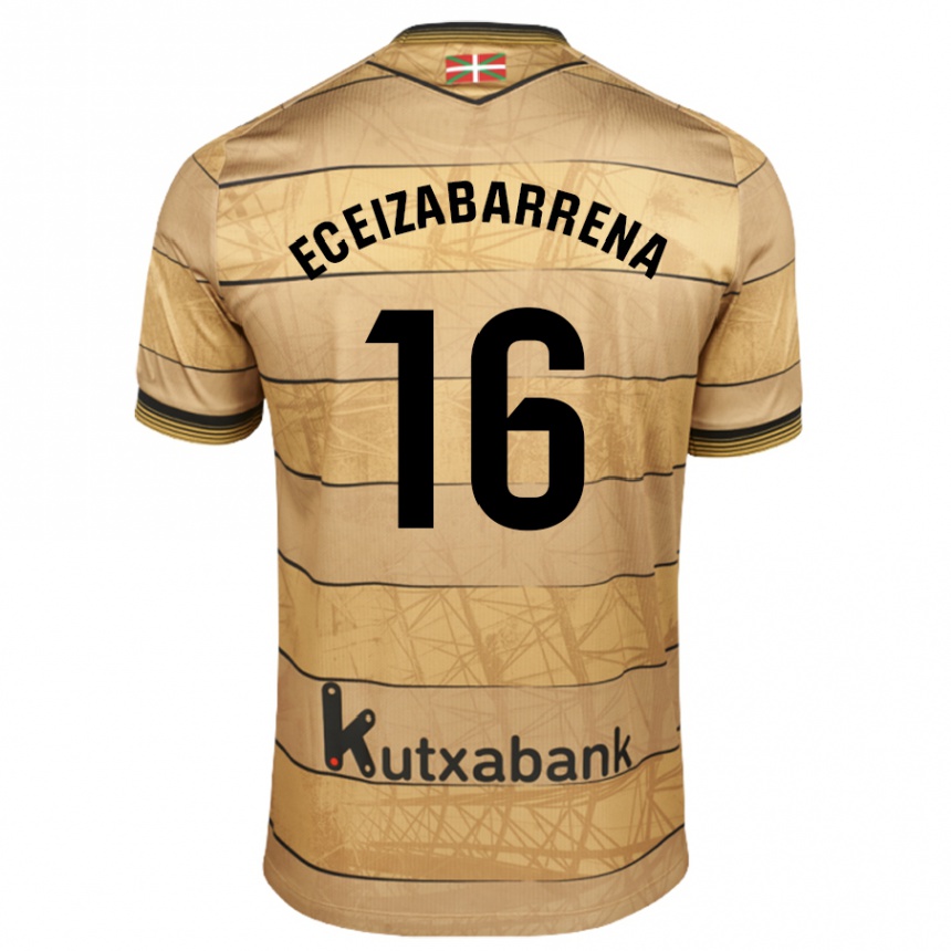 Niño Fútbol Camiseta Jon Eceizabarrena #16 Marrón 2ª Equipación 2024/25