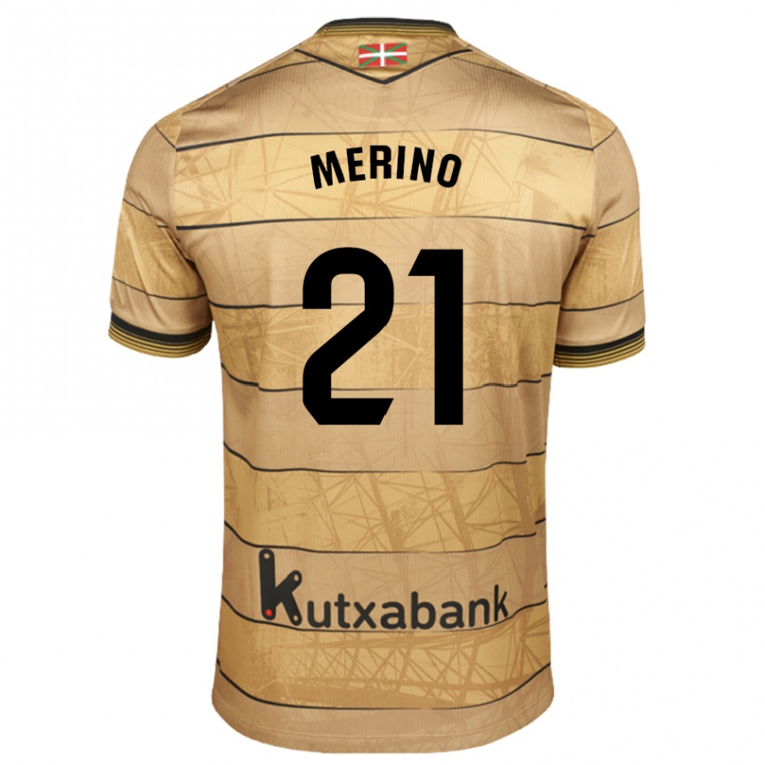 Niño Fútbol Camiseta Jon Merino #21 Marrón 2ª Equipación 2024/25