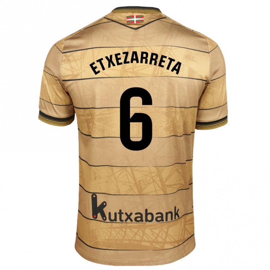 Niño Fútbol Camiseta Ane Etxezarreta Aierbe #6 Marrón 2ª Equipación 2024/25