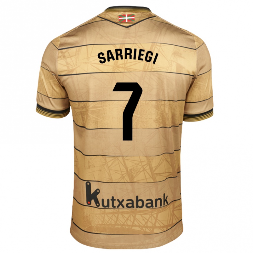 Niño Fútbol Camiseta Amaiur Sarriegi Isasa #7 Marrón 2ª Equipación 2024/25