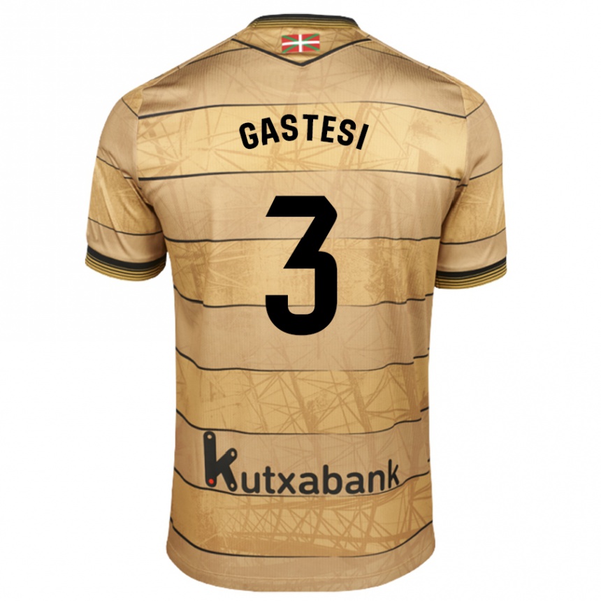 Niño Fútbol Camiseta Gorka Gastesi #3 Marrón 2ª Equipación 2024/25