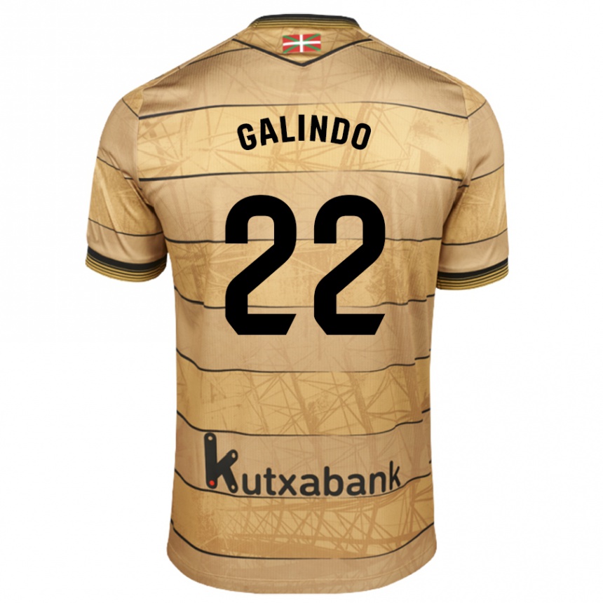 Niño Fútbol Camiseta Iker Galindo #22 Marrón 2ª Equipación 2024/25