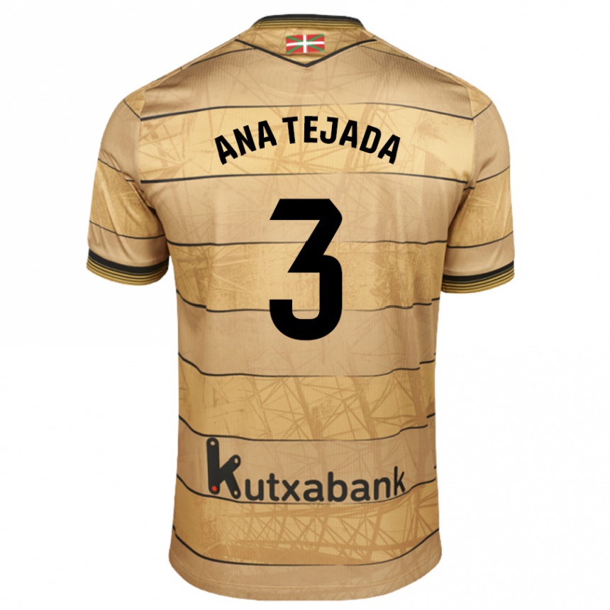 Niño Fútbol Camiseta Ana Tejada Jiménez #3 Marrón 2ª Equipación 2024/25