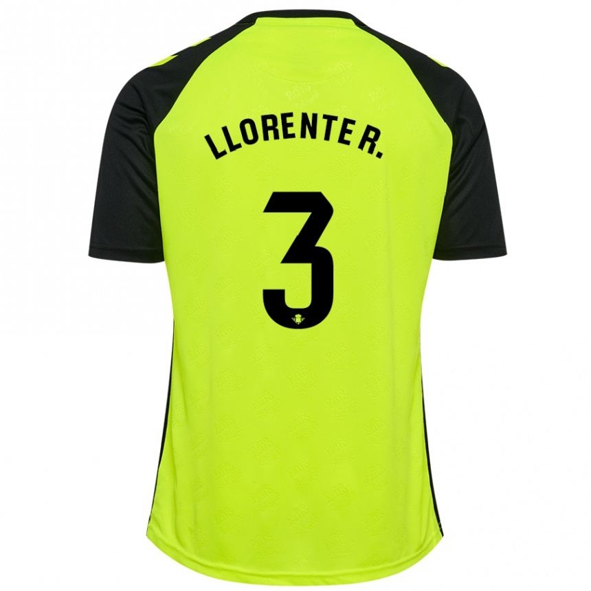 Niño Fútbol Camiseta Diego Llorente #3 Amarillo Fluorescente Negro 2ª Equipación 2024/25