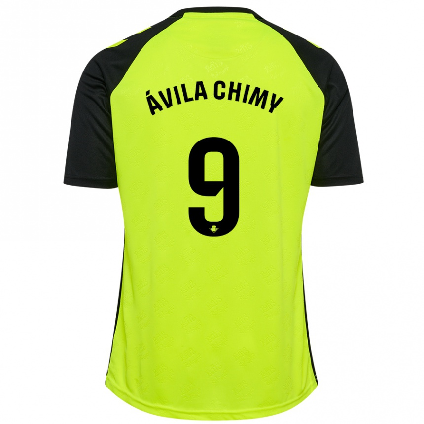 Niño Fútbol Camiseta Chimy Ávila #9 Amarillo Fluorescente Negro 2ª Equipación 2024/25