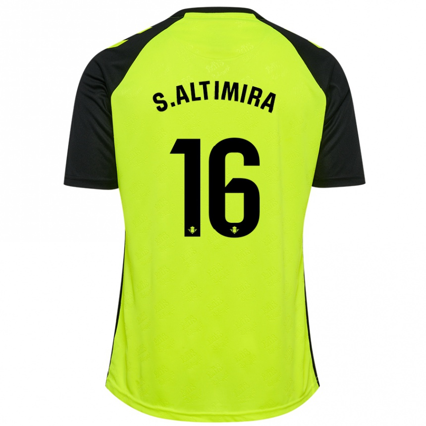 Niño Fútbol Camiseta Sergi Altimira #16 Amarillo Fluorescente Negro 2ª Equipación 2024/25