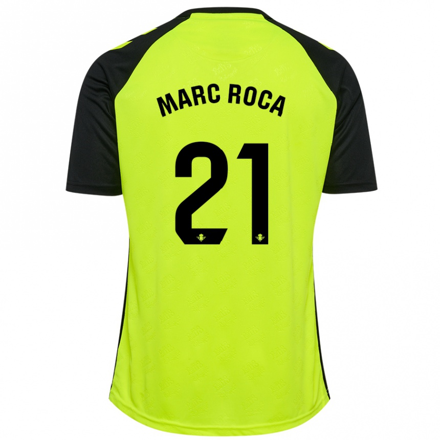 Niño Fútbol Camiseta Marc Roca #21 Amarillo Fluorescente Negro 2ª Equipación 2024/25