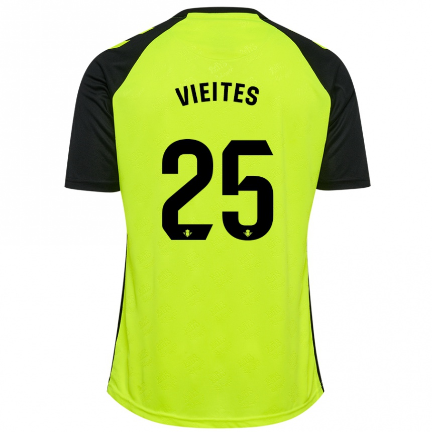 Niño Fútbol Camiseta Fran Vieites #25 Amarillo Fluorescente Negro 2ª Equipación 2024/25