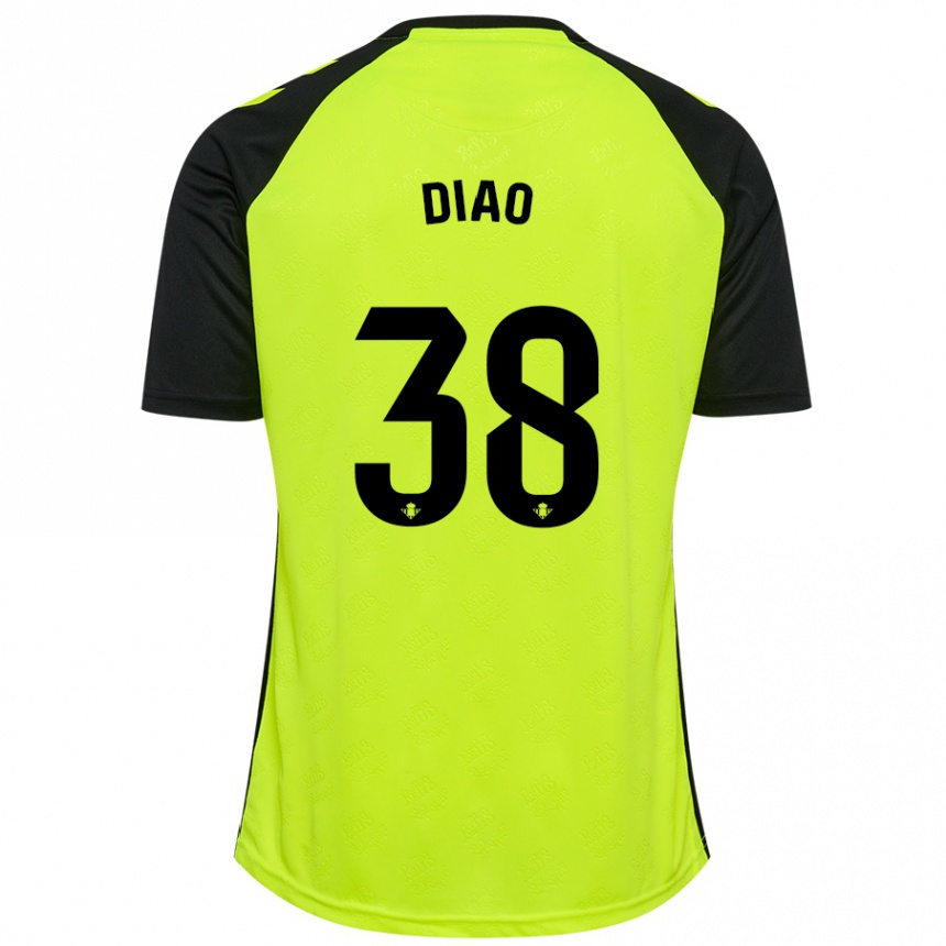 Niño Fútbol Camiseta Assane Diao #38 Amarillo Fluorescente Negro 2ª Equipación 2024/25