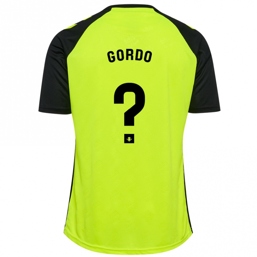 Niño Fútbol Camiseta Josan Gordo #0 Amarillo Fluorescente Negro 2ª Equipación 2024/25