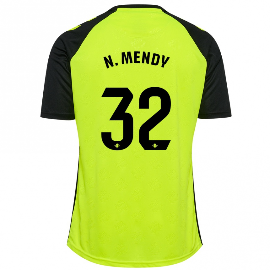 Niño Fútbol Camiseta Nobel Mendy #32 Amarillo Fluorescente Negro 2ª Equipación 2024/25